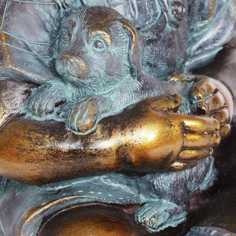 10.24" Look Boy and Puppy Statue Bronze - Exhart