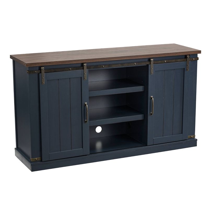 54" Sliding Doors TV Stand For TVs up to 60" Navy - Home Essentials