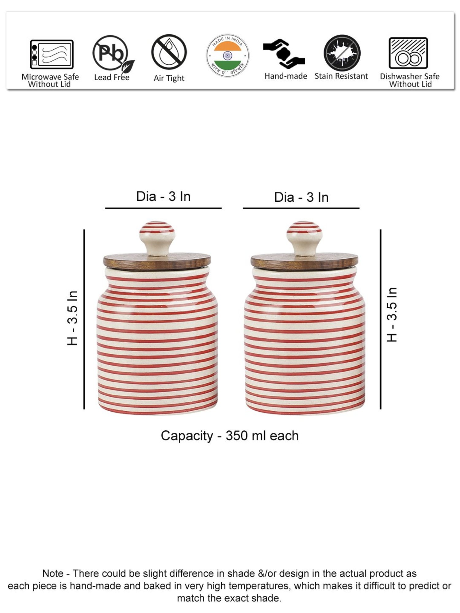 VarEesha Red Small Ceramic Jars - Set of 2