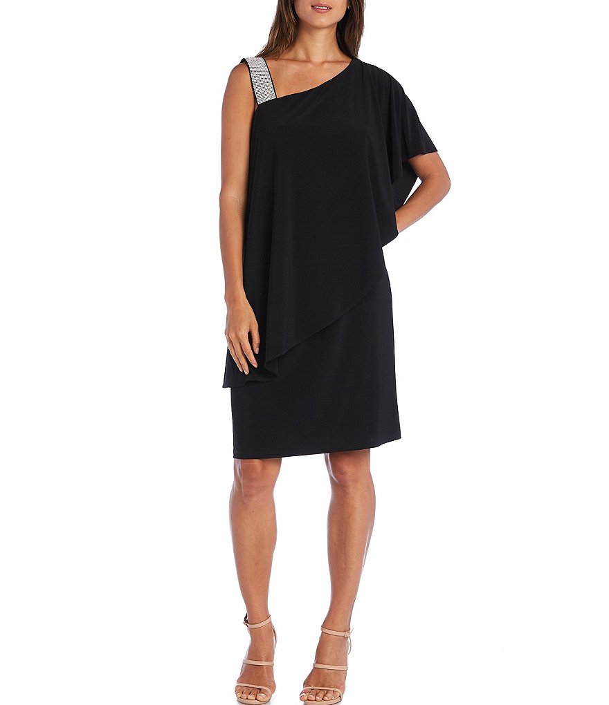 Laundry by Shelli Segal Ruffle Front Stretch Crepe Faux Wrap Dress