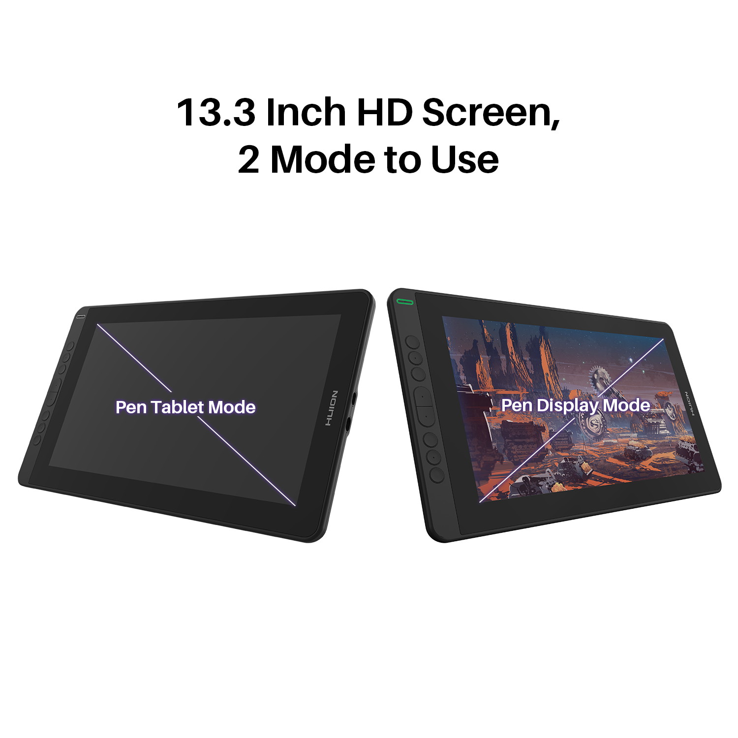 Huion Kamvas 13 Graphics Drawing Monitor 2-in-1 Pen Display & Drawing Tablet Screen Full-Laminated Tilt Function Battery-Free Stylus, 8192 Pen Pressure and 8 Shortcut Keys, Purple (no stand)