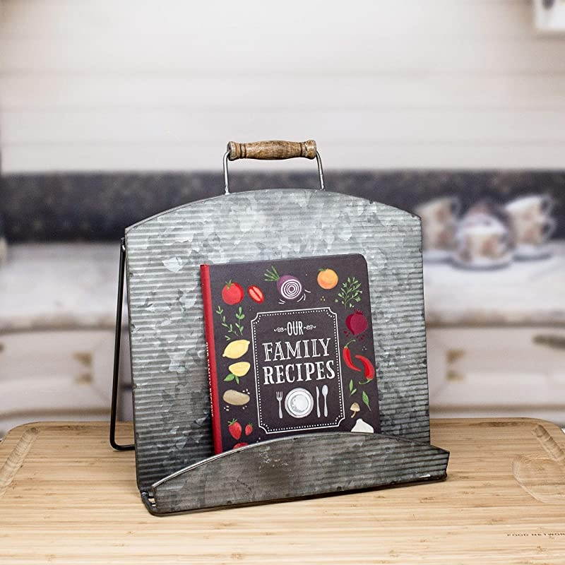 Urban Farmhouse Industrial Cookbook and Tablet Holder Galvenized Metal