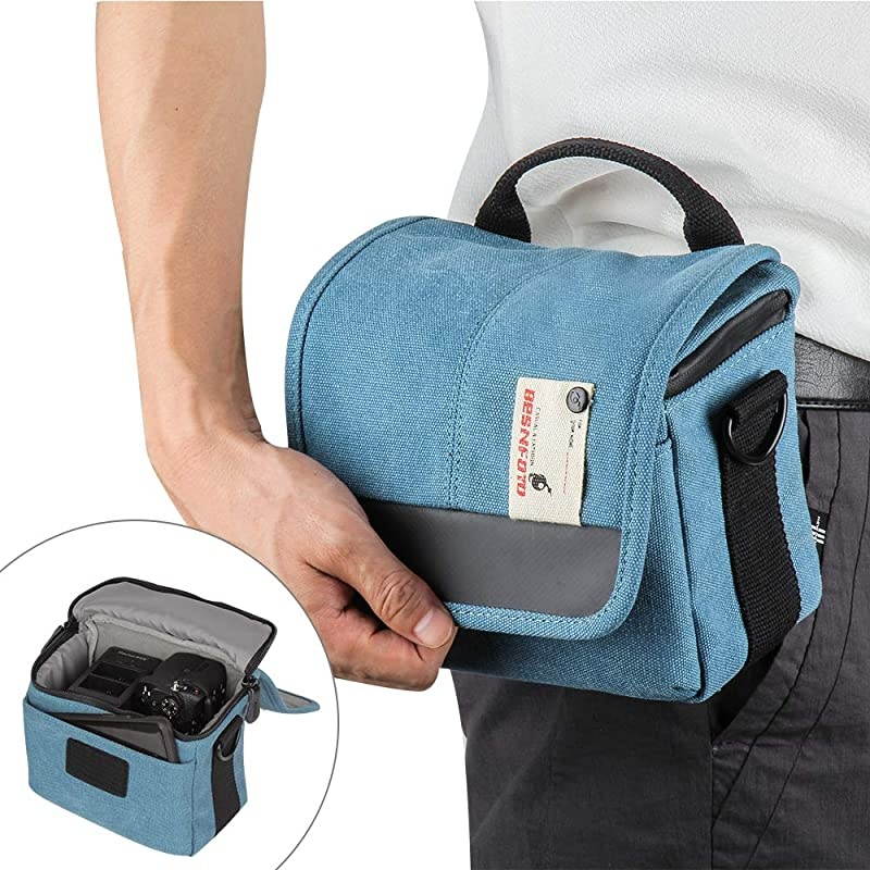 Mirrorless Camera Shoulder Bag Small Messenger Case Compact Waist Bag Waterproof Compatible for Canon EOS M10 M6 M2 Mrak M50 M100 Nikon P600 D5100 D5300 Sony RX10M3 Olympus E-M10 (Baby Blue)