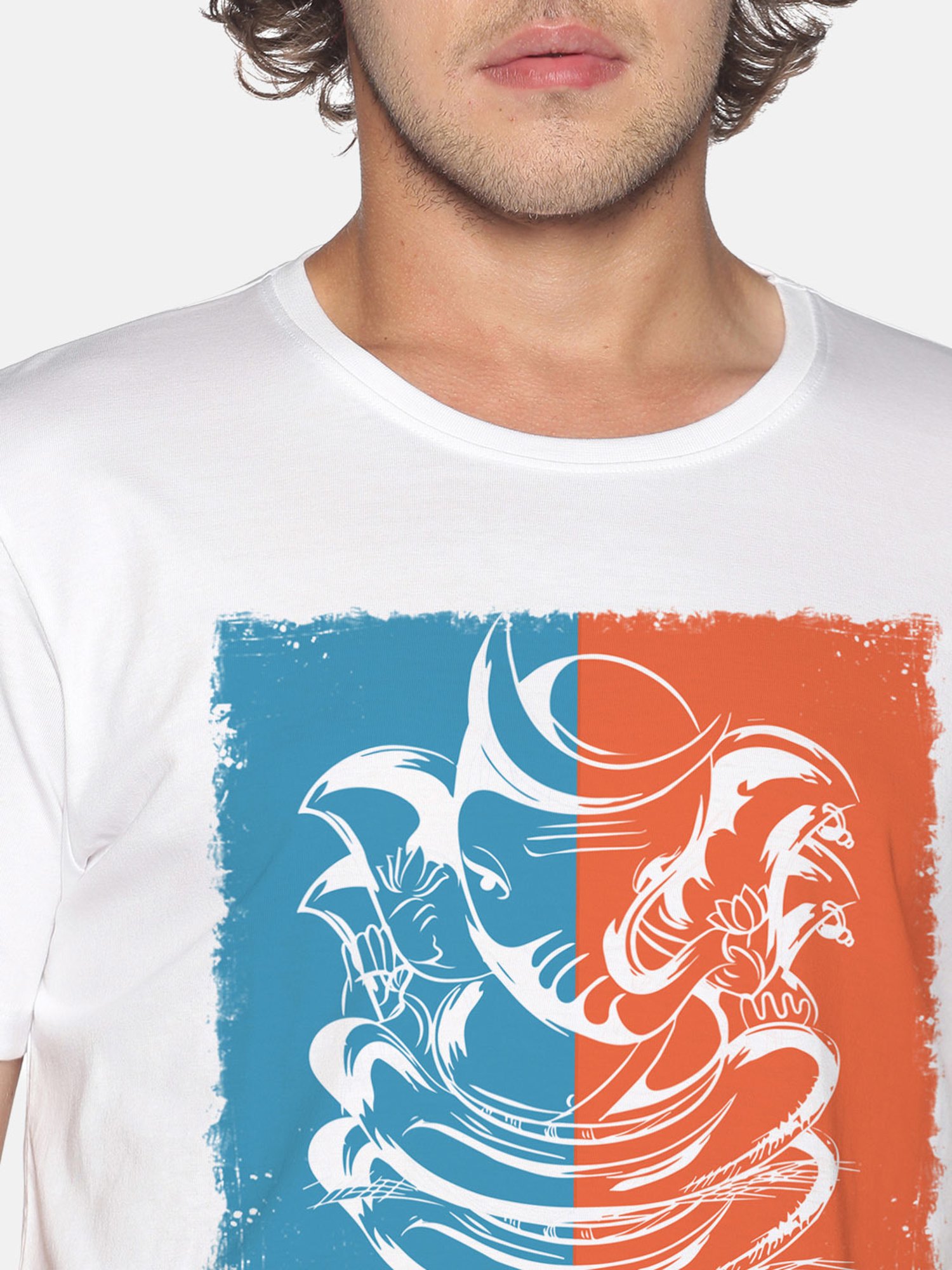 BLACK RADIO White Slim Fit Printed Cotton Crew T-Shirt