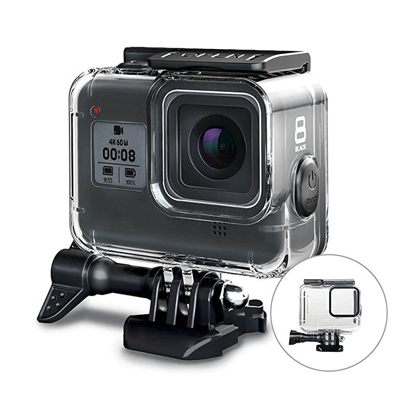 60m Waterproof Housing Case for GoPro Hero 8 Black Diving Protective Housing Shell with Bracket Accessories for Go Pro Hero8 Action Came Rubber Material Pins Protect The Power Botton