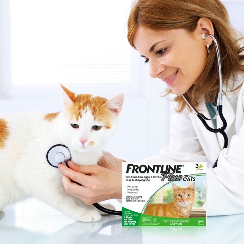 Frontline Plus Flea and Tick Treatment for Cats and Kittens - 8 weeks and older - 3 doses