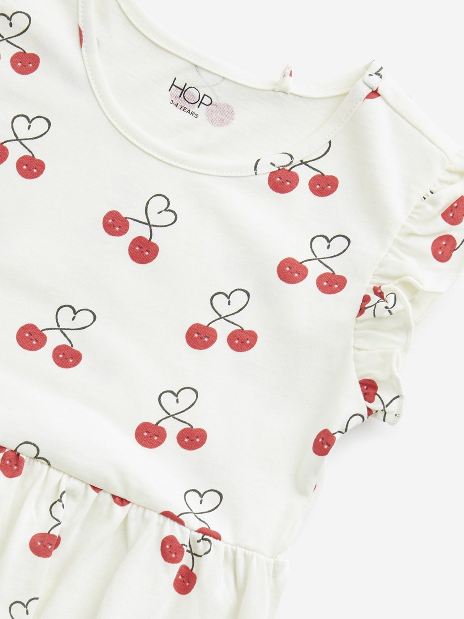 HOP Kids by Westside Off-White Cherry Printed Casual Cotton Dress