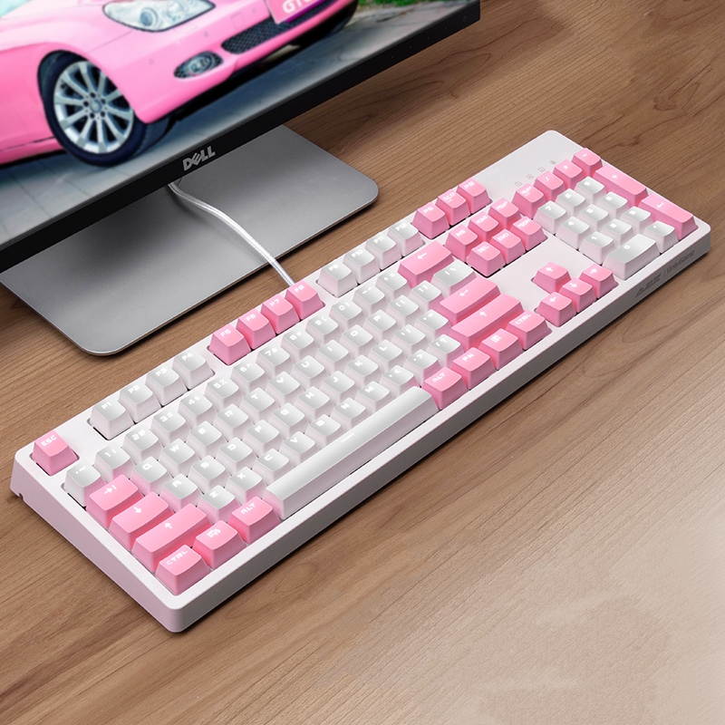 A-jazz AK535  N-key Rollover  Ergonomic Design,Cool Exterior USB Wired Cherry  MX Red Mechanical Gaming  Keyboard For Office And Game,  PBT Keycaps  - Blue Lotus ( No Light Version )