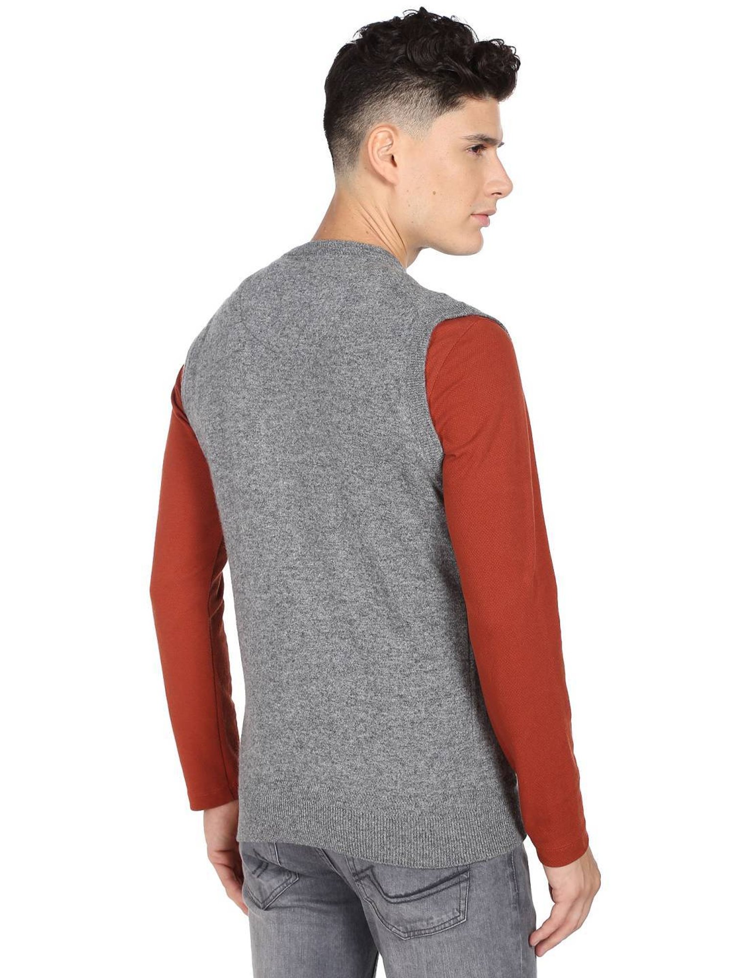 Arrow Sports Grey Regular Fit Sweater