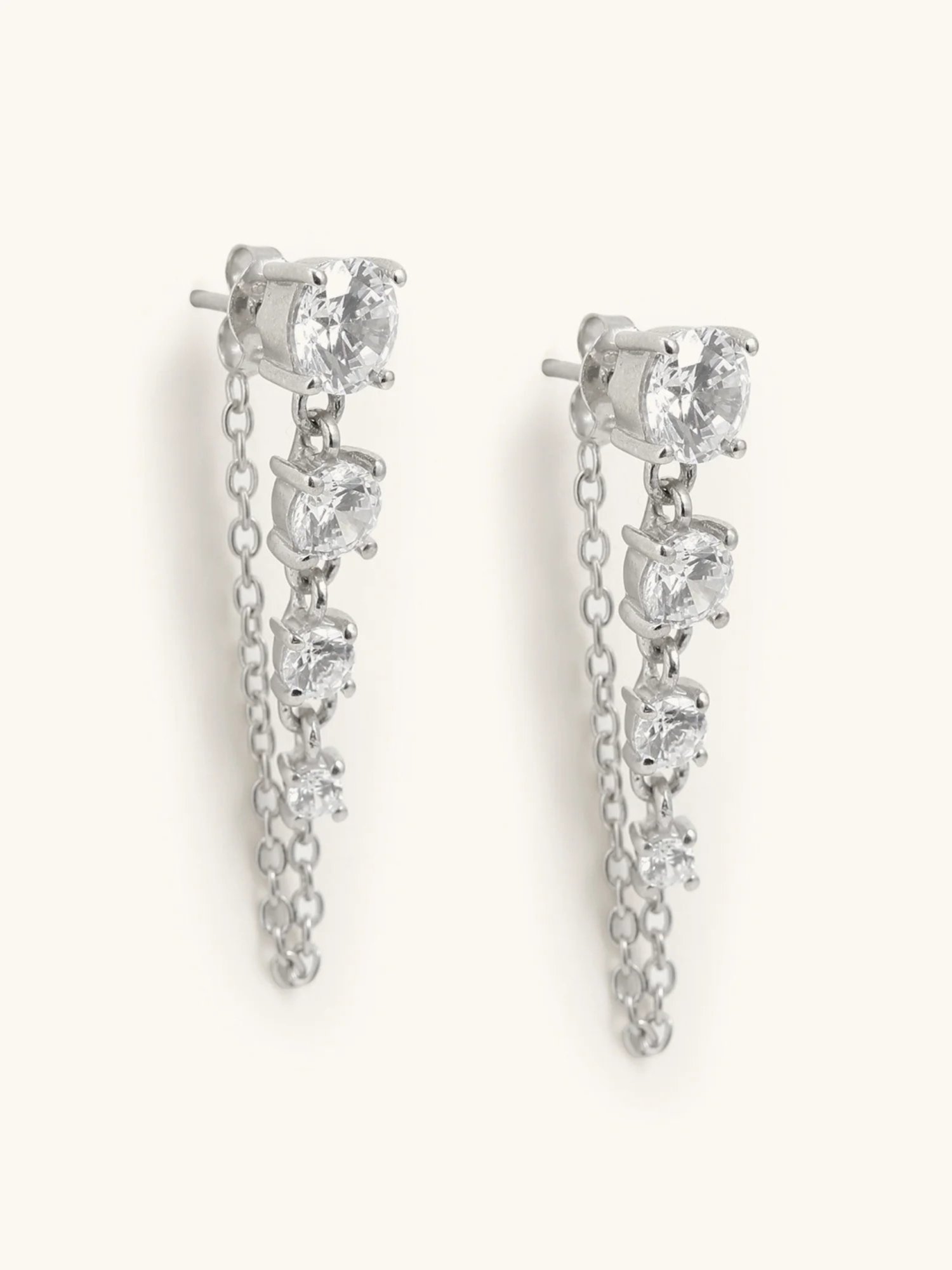 Mabel 92.5 Sterling Silver 4 Solitaire String Drop Earrings for Women