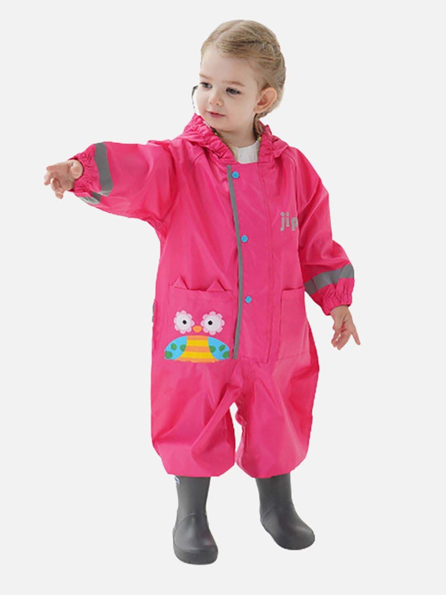 Little Surprise Box Kids Pink Printed Full Sleeves Raincoat