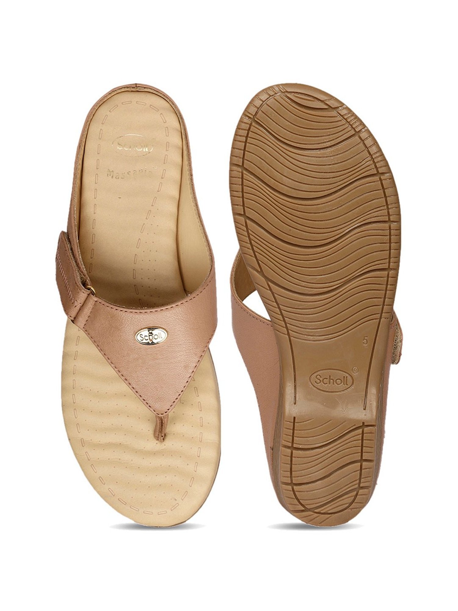 Scholl by Bata Women's Nude Thong Wedges