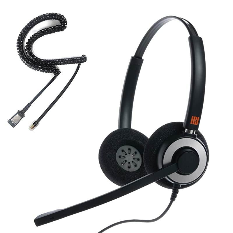 IPH-165 Professional Binaural Noise Cancelling, Corded Headset with U10 Bottom Cable Works with Cisco IP 6800,7800,8000 and Some 7900 Series Phones