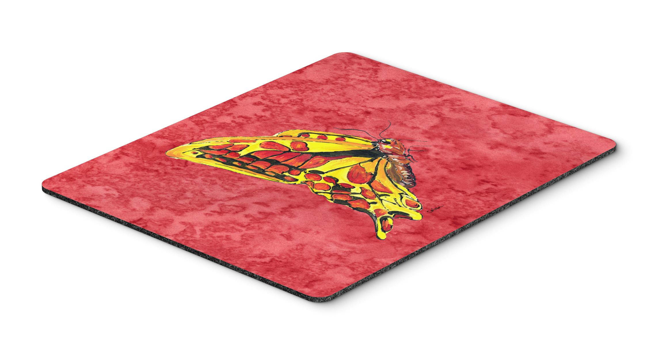 Butterfly on Red Mouse Pad, Hot Pad or Trivet