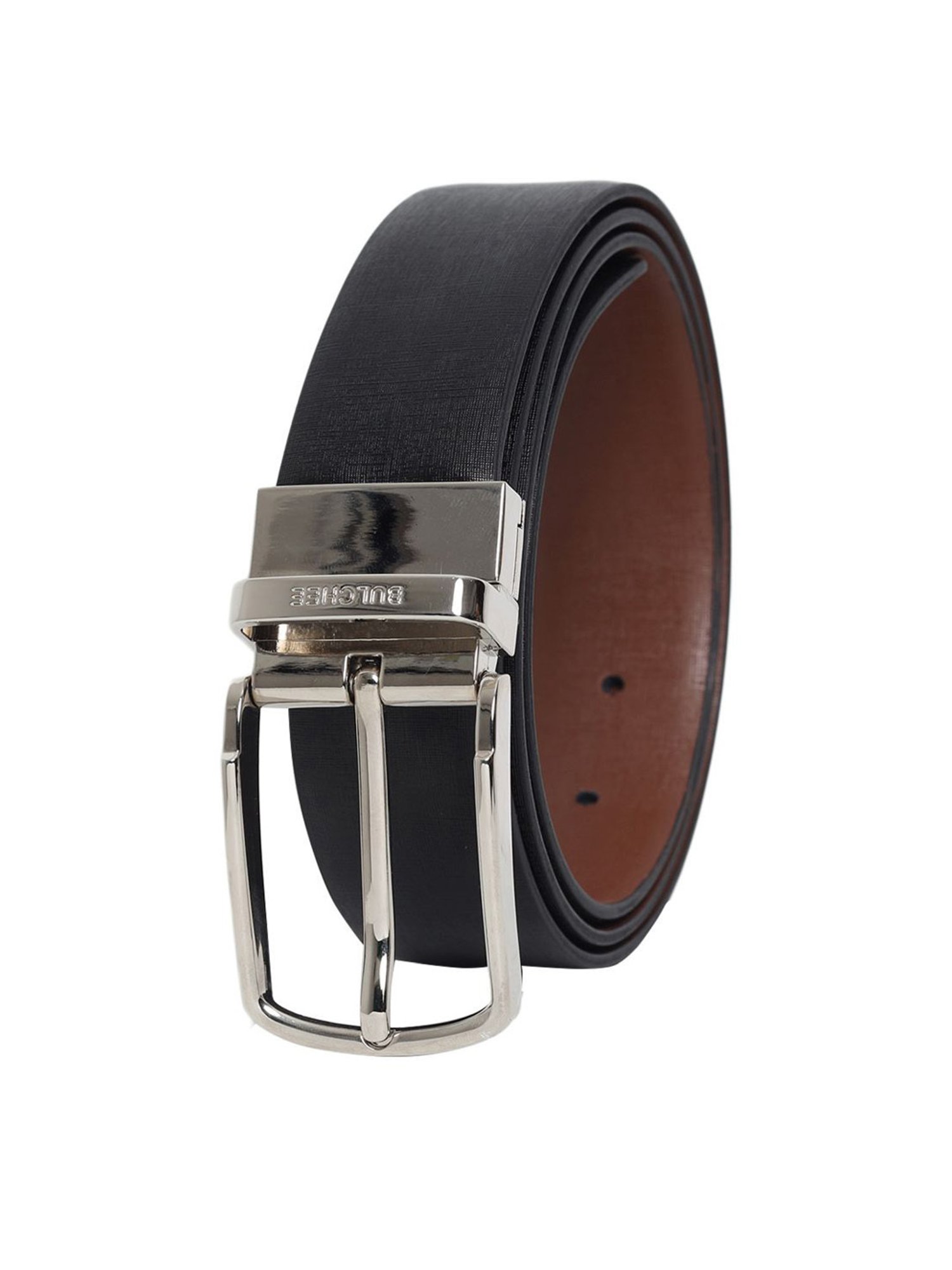 Bulchee Black & Tan Leather Solid Reversible Belt