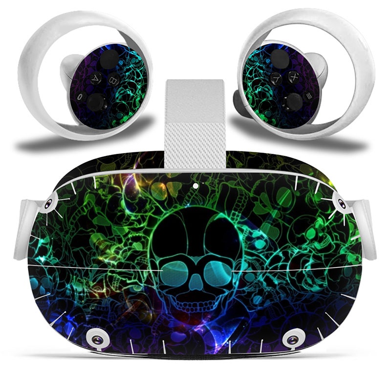 Amify Vinyl Skin Sticker for Oculus Quest 2 VR Headset Controller PVC Decals Cute Cartoon Wrap Cover for Oculus Quest 2 Accessories