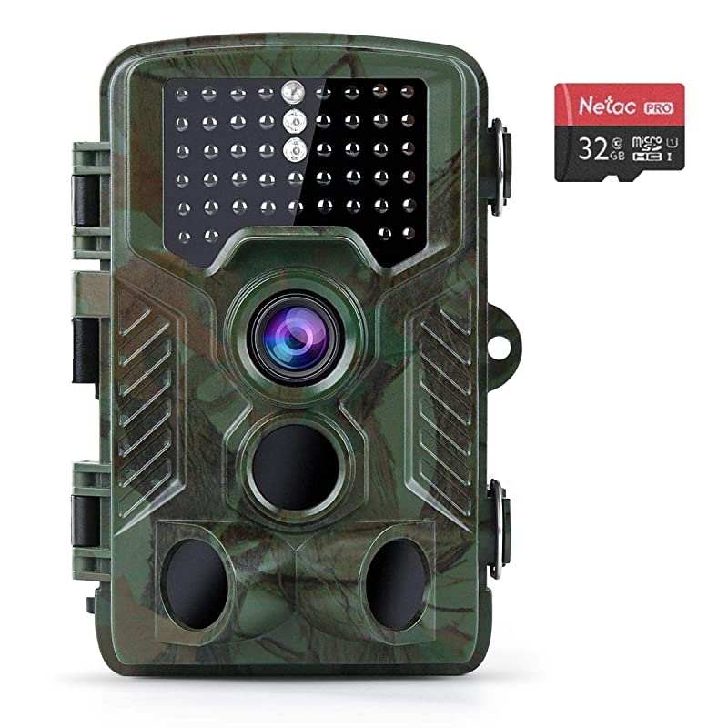 Trail Game Camera 21MP 1080P Hunting Wildlife Camera with 3 Infrared Sensors 49Pcs IR LEDs Night Vision 02S Motion Activated IP67 Waterproof 24quot LCD with 32GB Card