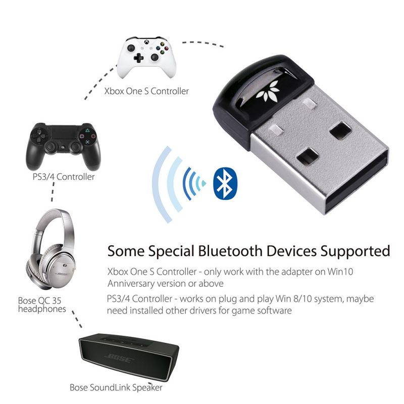 Avantree Dedicated Windows 10 Bluetooth USB Adapter, Wireless Dongle for PC Bought with Win 10, Plug & Play, Support Headpones, PS4 Gaming Controllers, Mouse, Keyboard, Printers etc.- DG40SA