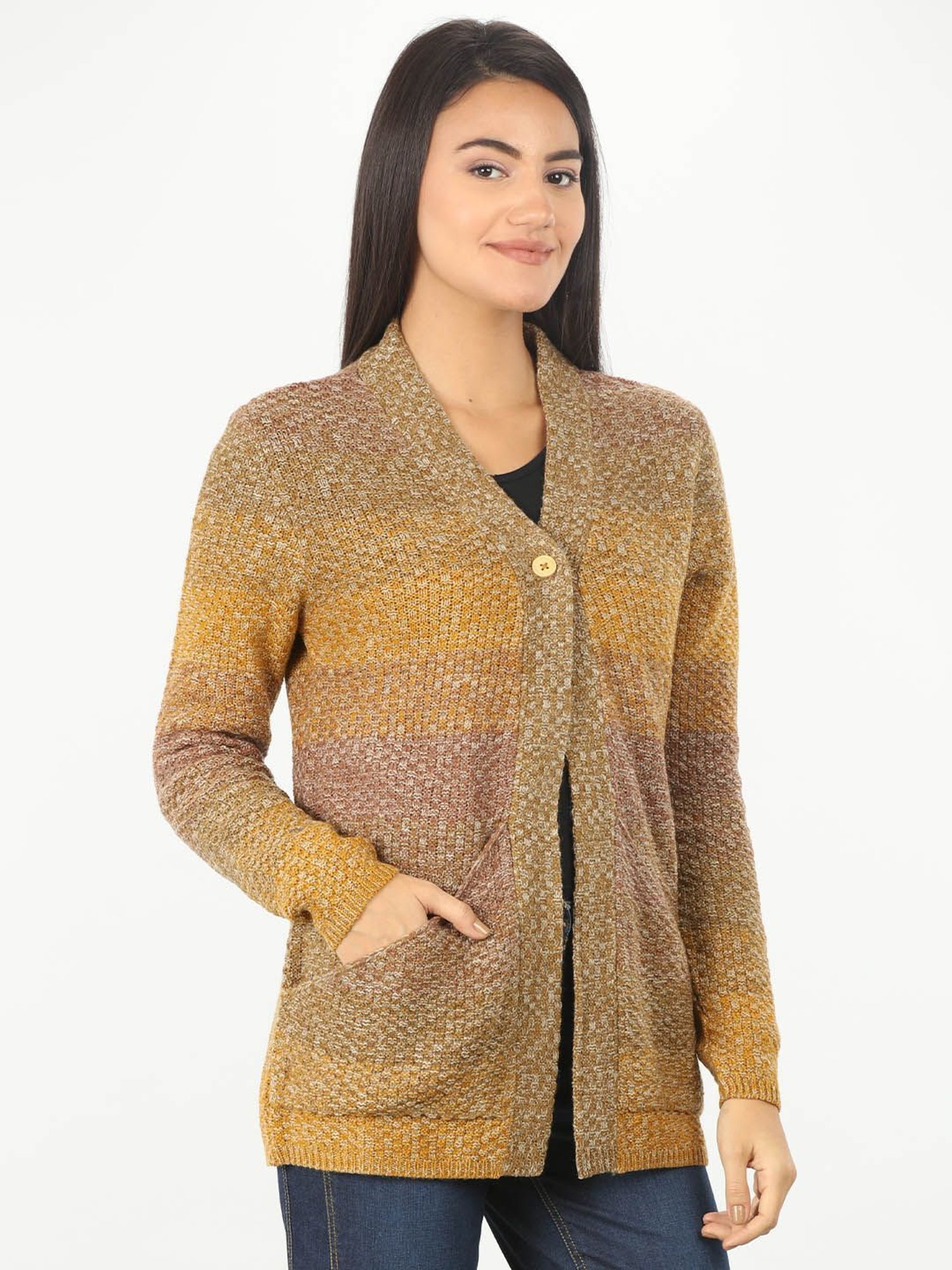 Mustard Mustard & Tan Cardigan