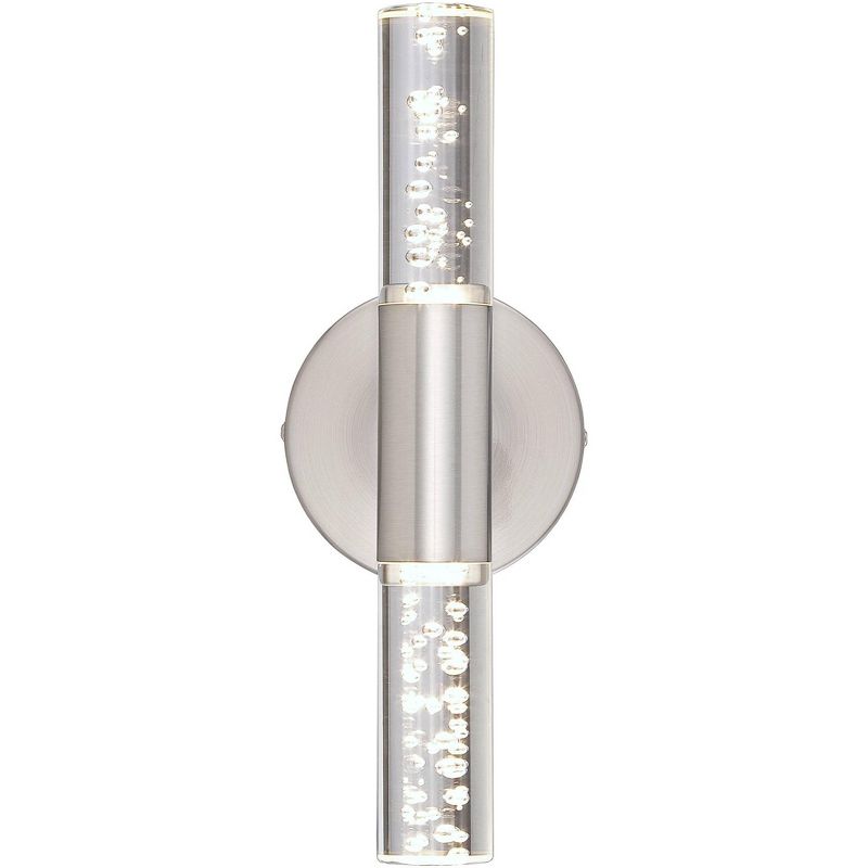 Possini Euro Design Modern Wall Light LED Brushed Nickel 13" Bubble Acrylic Sconce Fixture for Bathroom Bedroom