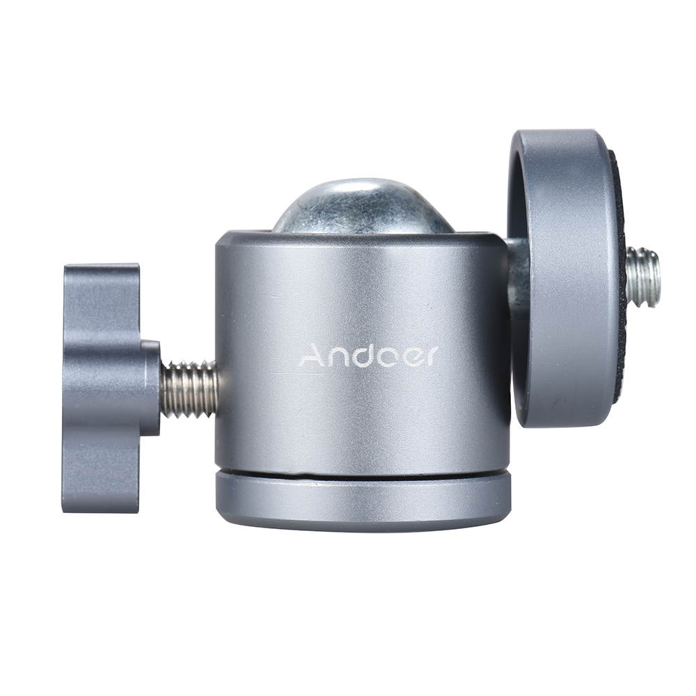 Andoer Mini Tripod Metal Ball Head Adapter Ballhead Mount with 1/4" Screw & 1/4" Screw Hole