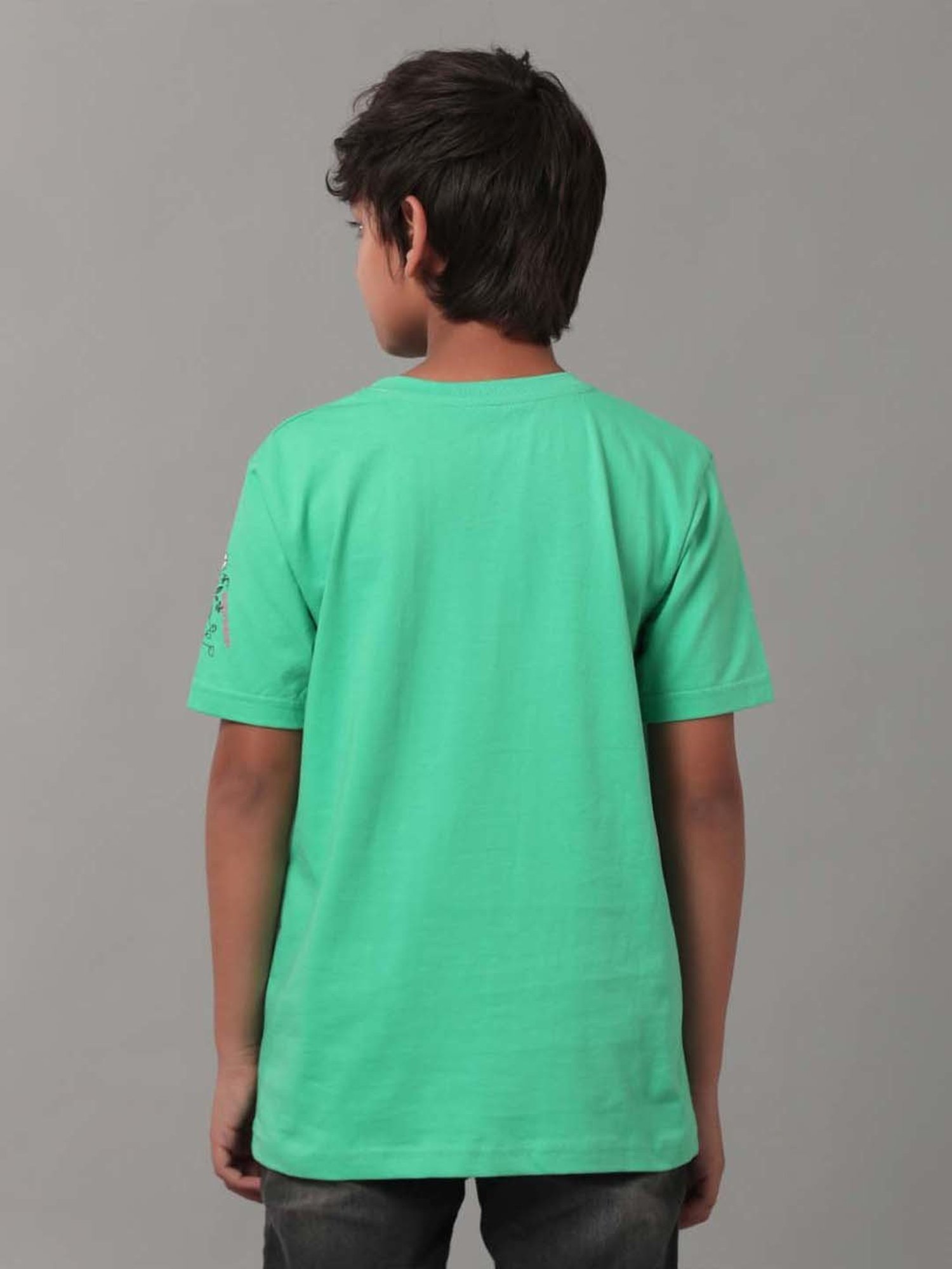 Under Fourteen Only Kids Green Cotton Printed T-Shirt