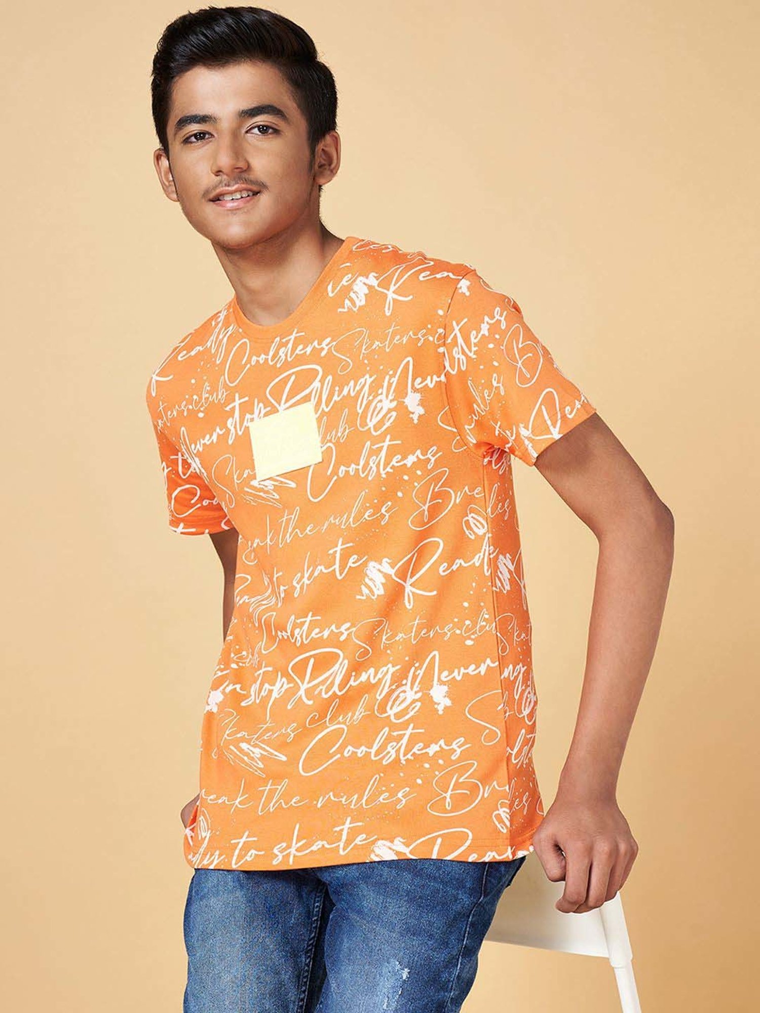 Coolsters by Pantaloons Kids Orange Cotton Printed T-Shirt