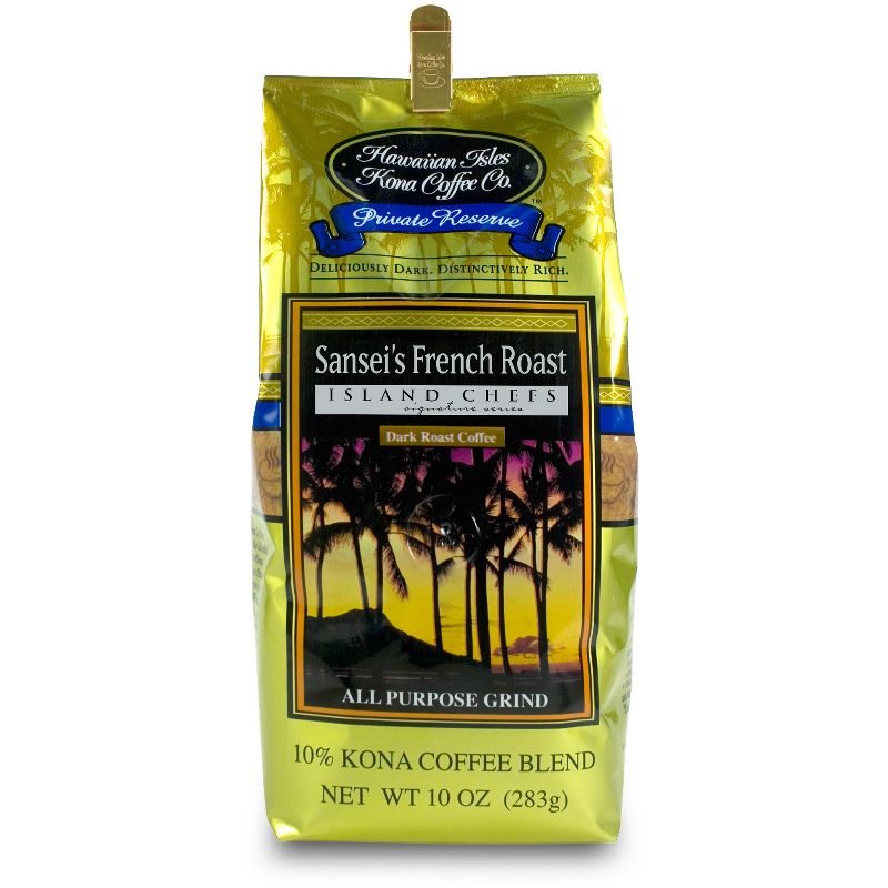 Hawaiian Isles Kona Coffee Sansei's French Roast Medium Roast Ground Coffee - 10oz