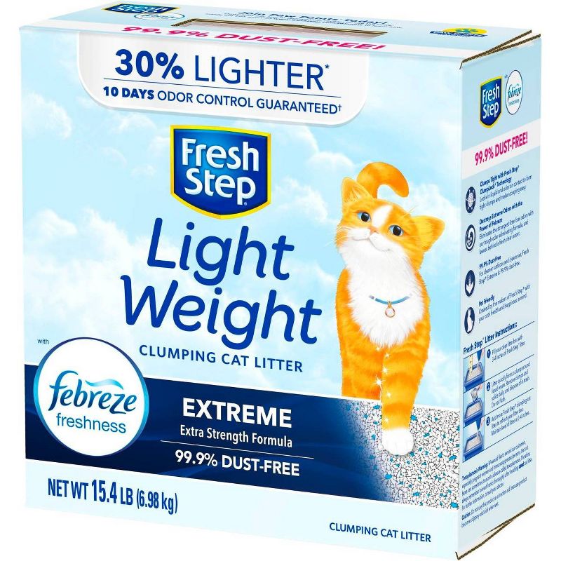Fresh Step Lightweight Extreme Scented Litter with the Power of Febreze Clumping Cat Litter- 15.4lb