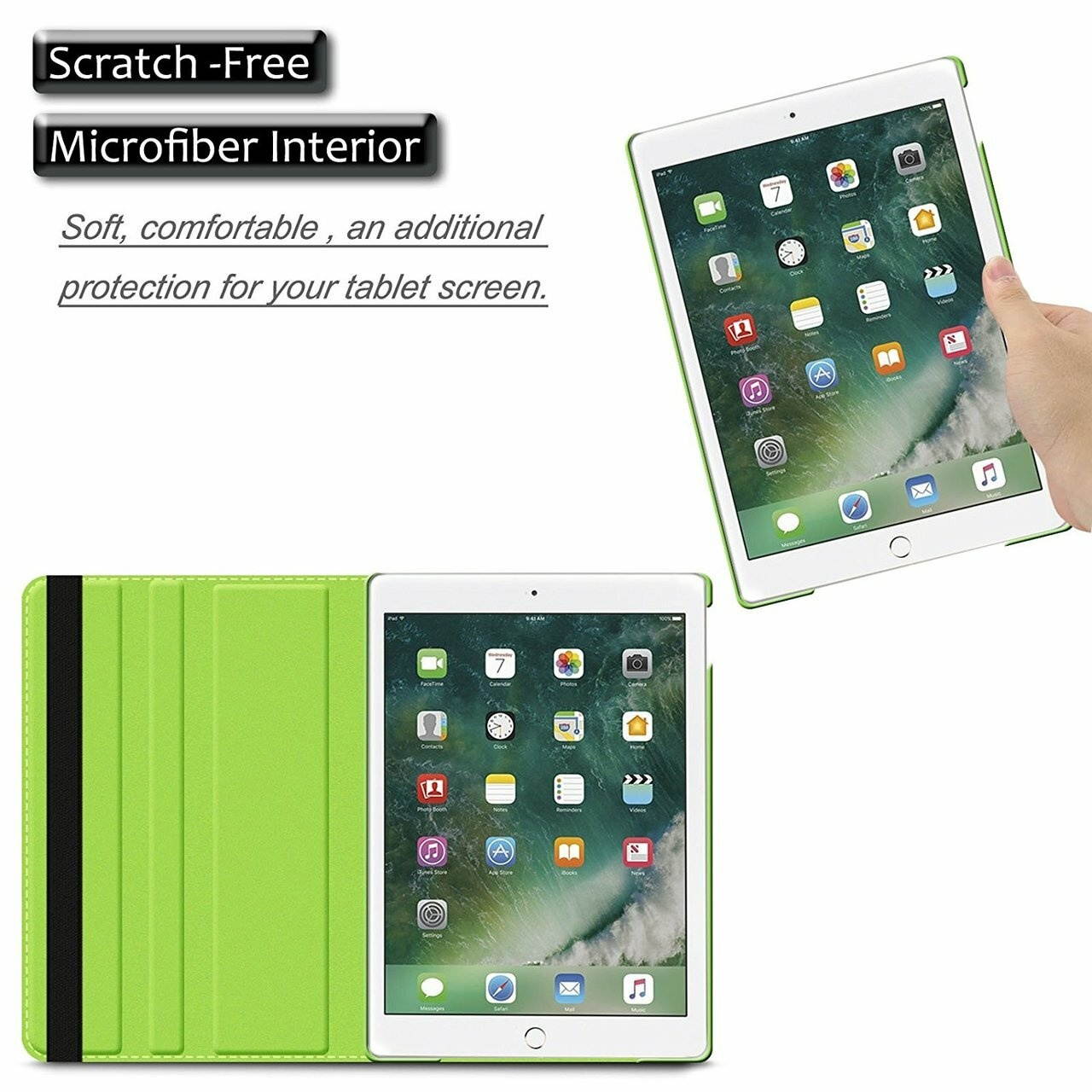 360 Degree Smart Rotating Hybrid Case for iPad 10.2 inch (8th & 7th Gen) - Green