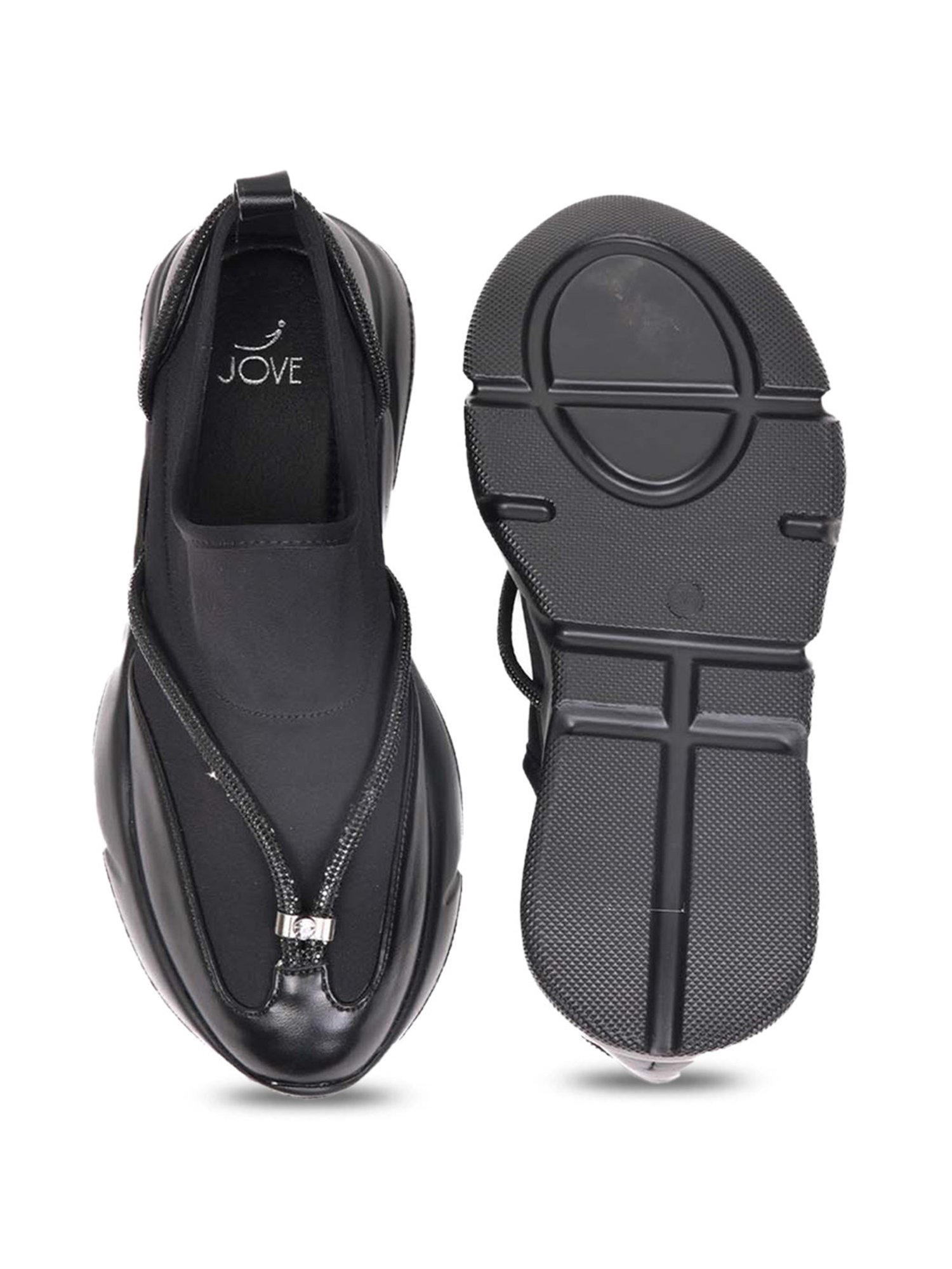 Jove Women's Jet Black Casual Sneakers