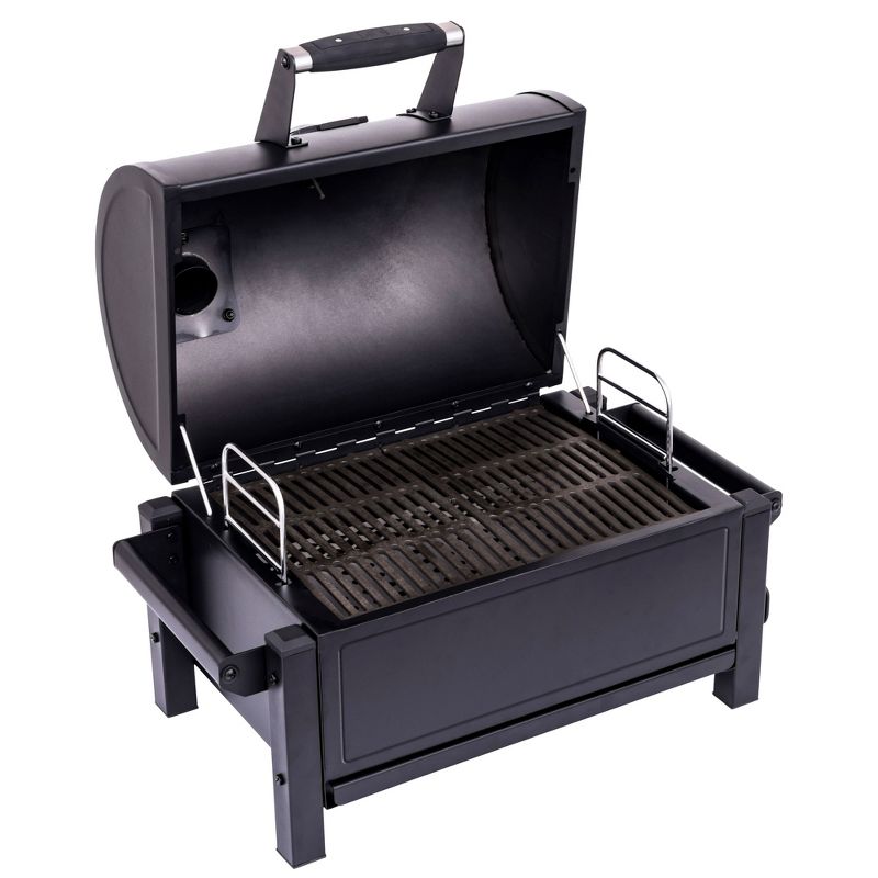 Oklahoma Joe's 19402088 Rambler Heavy Duty 218 Square Inch Cooking Area Portable Tabletop Steel Charcoal Grill with Cast Iron Grates and Carry Handles