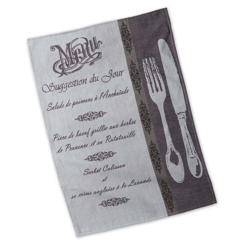 3pk Cotton French Menu Jacquard Dishtowel Gray - Design Imports