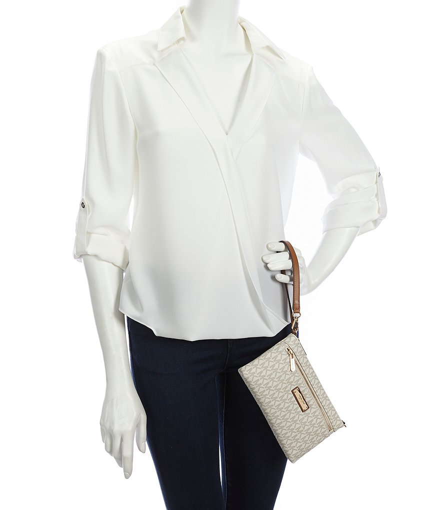 Michael Kors Zebra Signature Jet Set Double Zip Wristlet