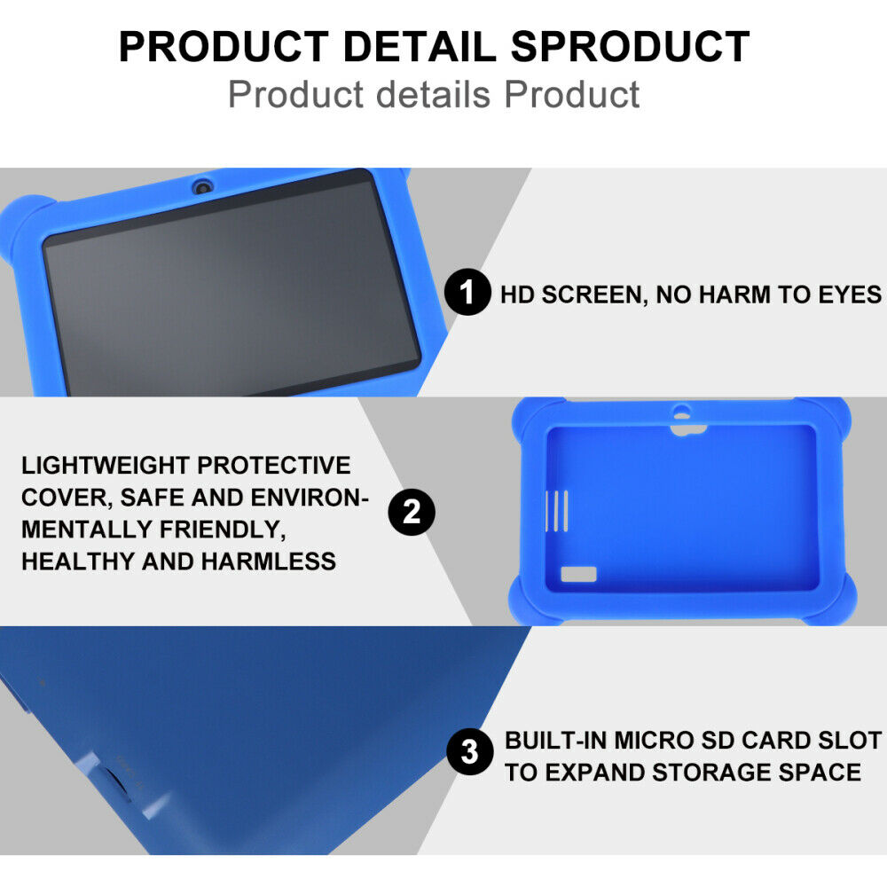 Kids Safe 7" Quad-Core Tablet 512M+8GB WIFI  MID Dual Cameras Kid-Proof Case with US Plug