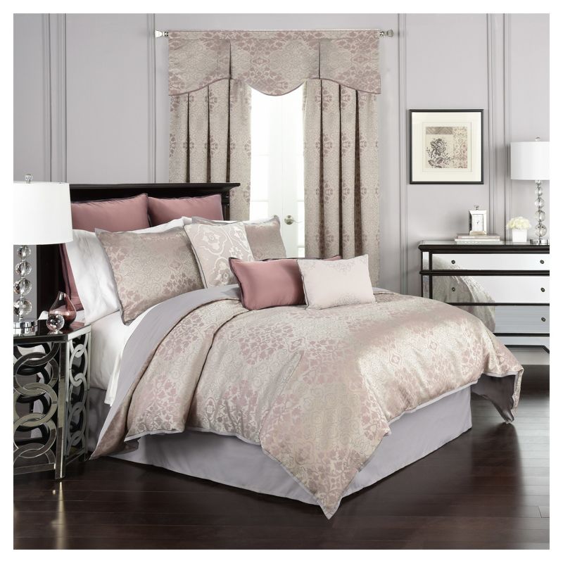 Purple & Gray Floral Comforter Set (King) 4pc - Beautyrest
