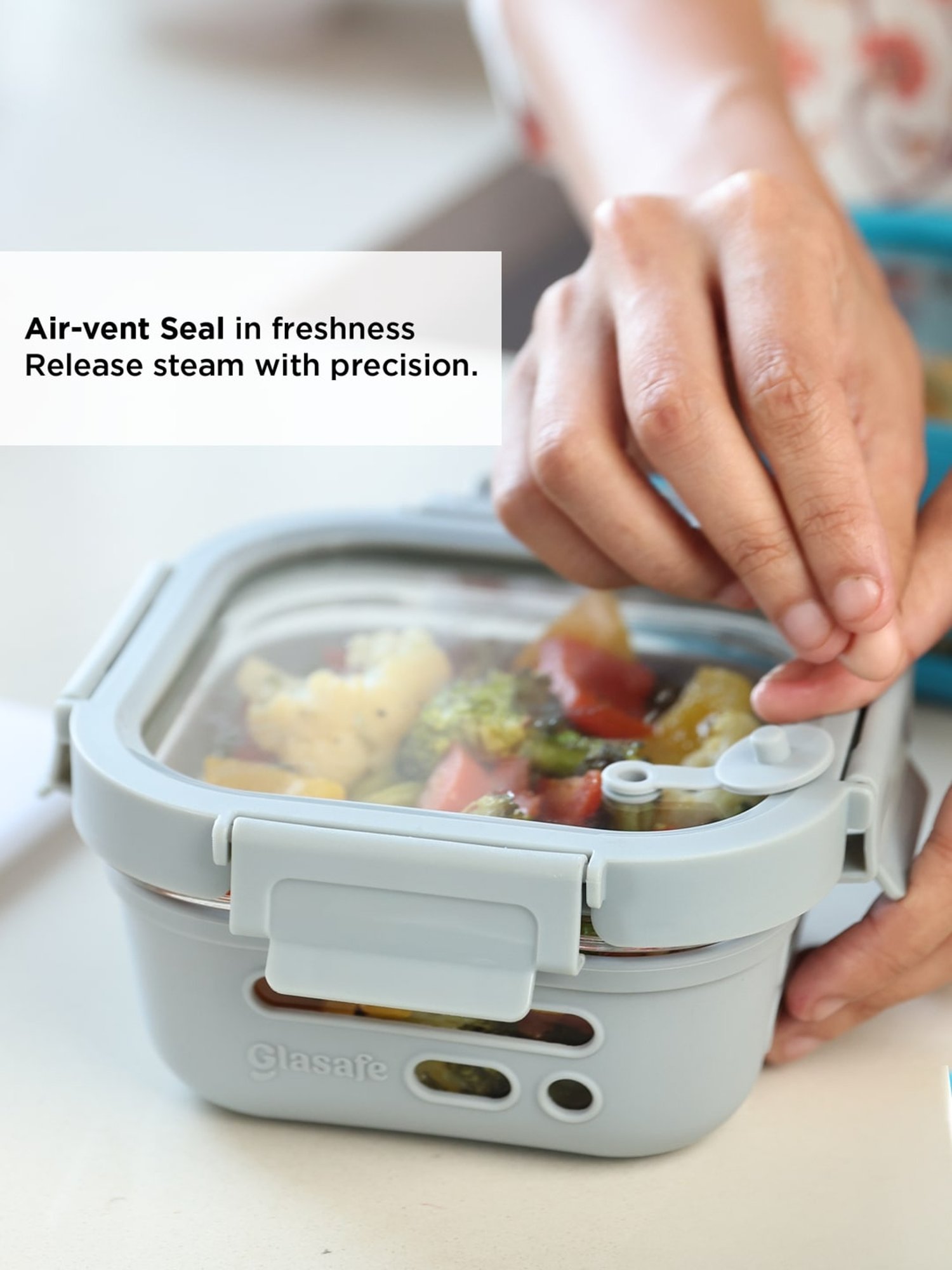 Glasafe Power Slate Grey Borosilicate Tiffin Combo