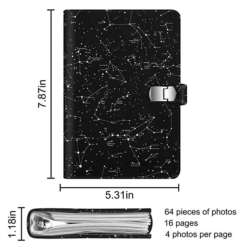 Wallet Photo Album for Fujifilm Instax Wide 300 Polaroid OneStep 264 Pockets Snap Fastener Album Compatible with Polaroid POP Originals 600 Camera 35x45 Inch Film Constellation