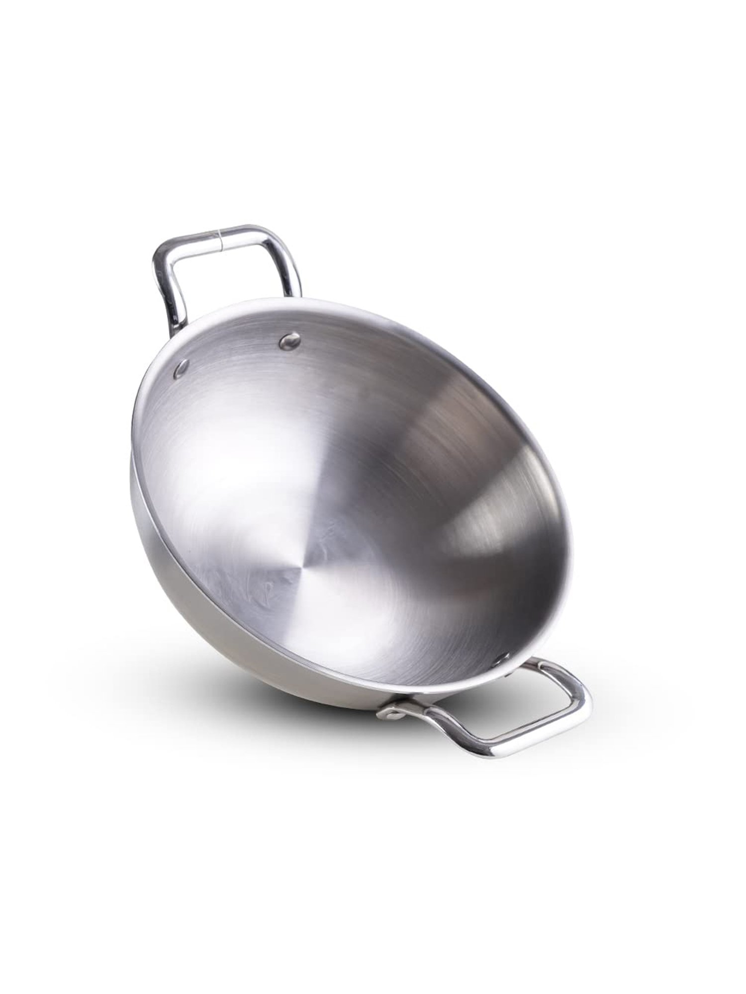 The Indus Valley Silver Triply Stainless Steel Induction and Gas Compatible 28 cm Kadhai (4 L)
