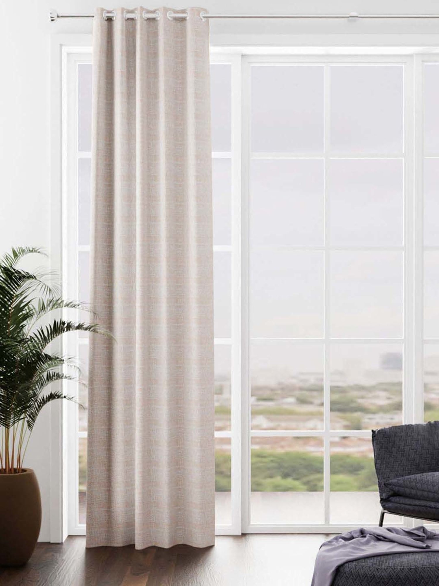 Bianca VILLA C`ESTA Beige Faux Silk 7 Ft. Door Curtain