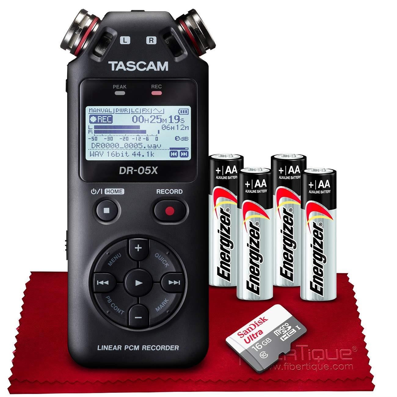 Tascam DR-05X Stereo Handheld Digital Audio Recorder with USB Audio Interface + 16GB + Basic Accessories Bundle