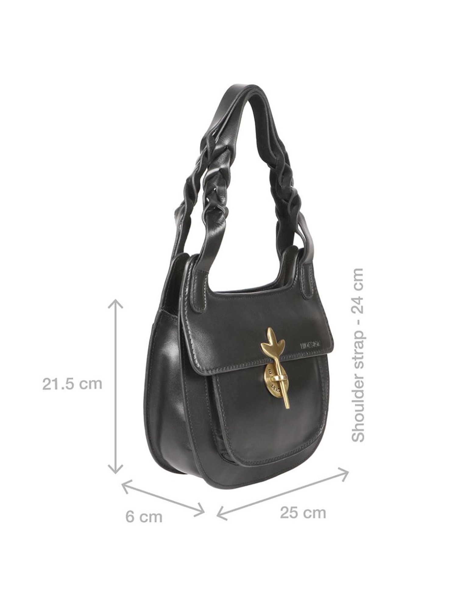Hidesign EI Preserve 04 Black Leather Solid Hobo Shoulder Handbag