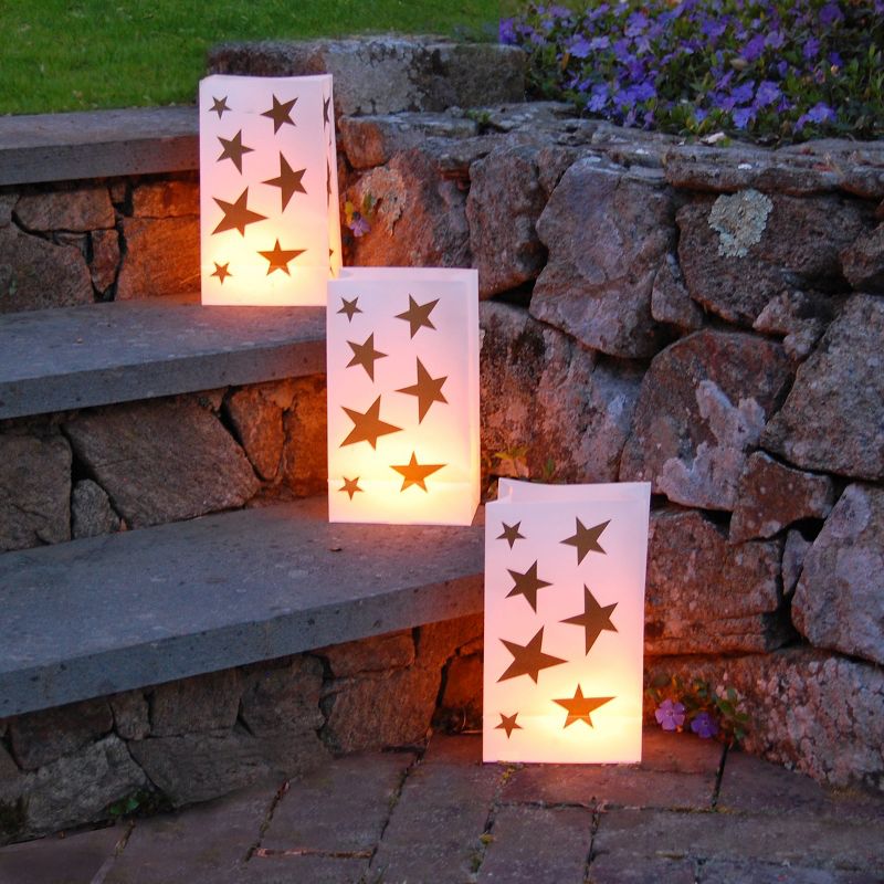 12ct Stars Plastic Luminaria Bags Gold