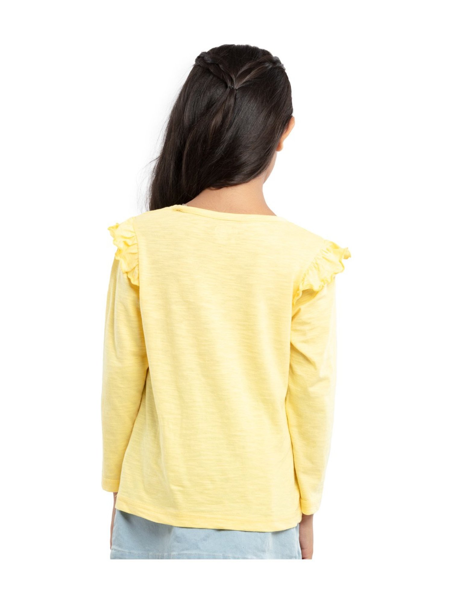 Under Fourteen Only Kids Yellow Floral Print Full Sleeves Top