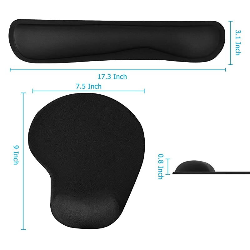 Keyboard and Mouse Pad with Gel Wrist Rest Support Memory Foam Set with Non Slip Rubber Base for Office Gaming Computer Laptop and Mac