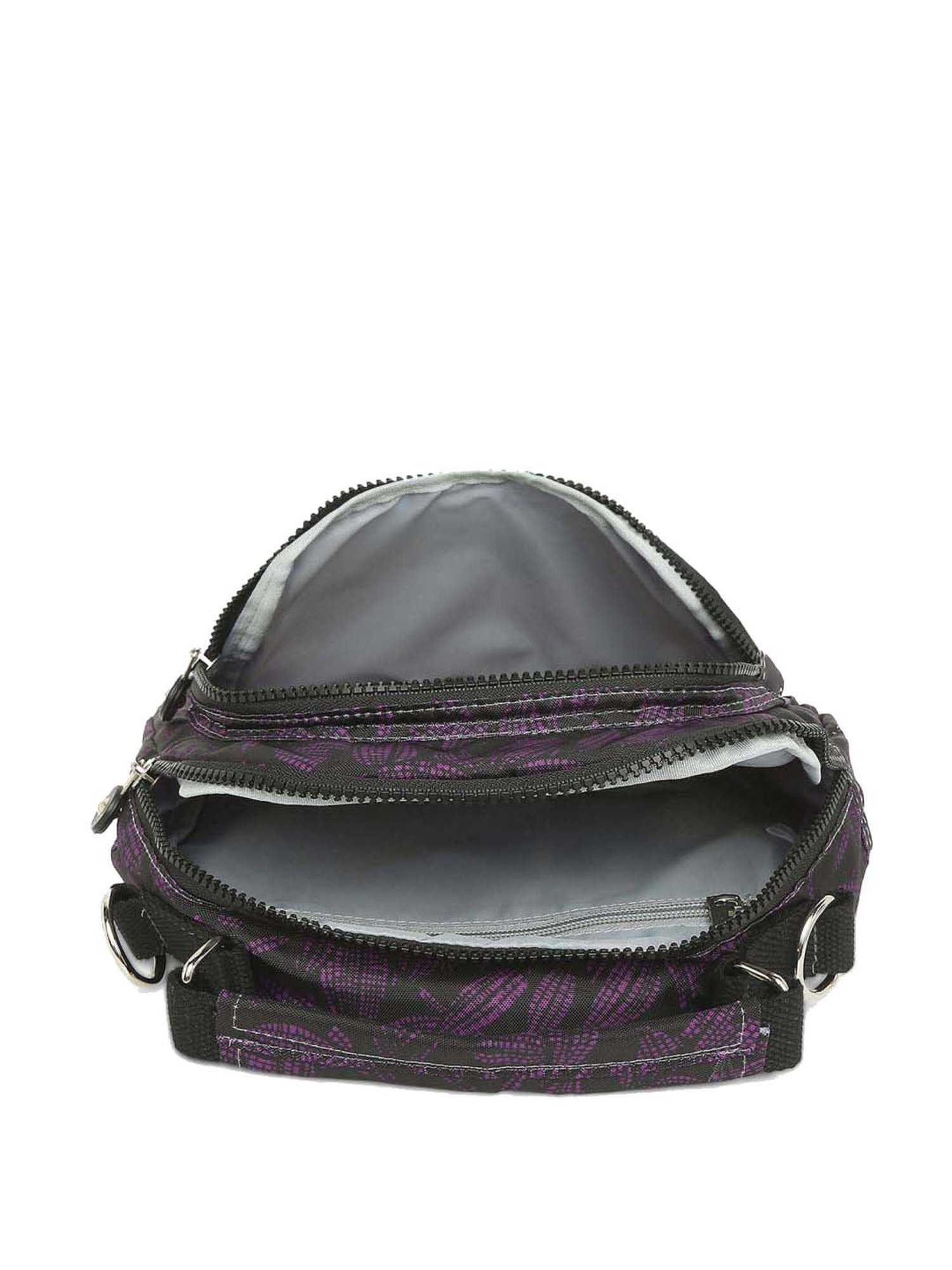 Baomi Black & Purple Printed Medium Cross Body Bag