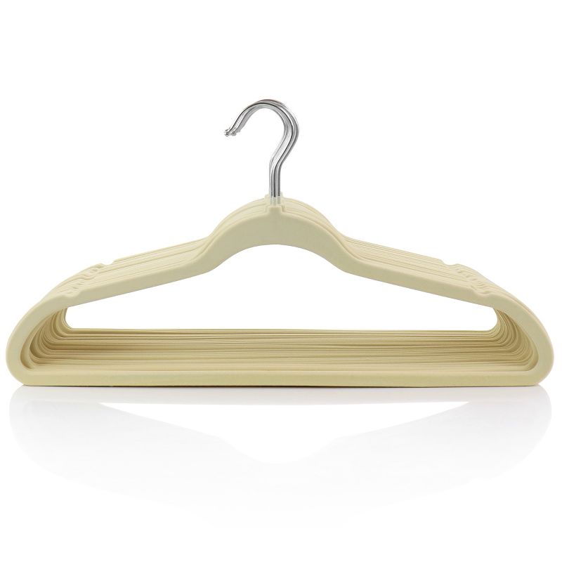 Elama Home 100 Piece Heavy Duty Velvet Non-Slip Slim Profile Hanger Set in Cream