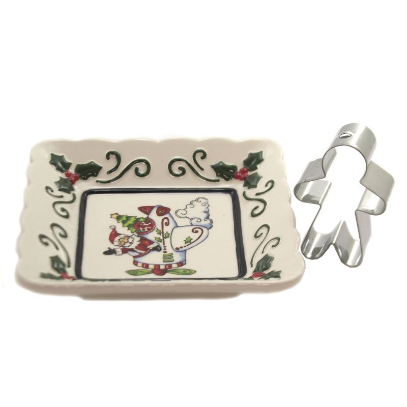 Tabletop 5.5" Santa In Plane Square Dish Ivy Candy Nut Cookie Cutter Cosmos Gifts Corp.  -  Serving Platters