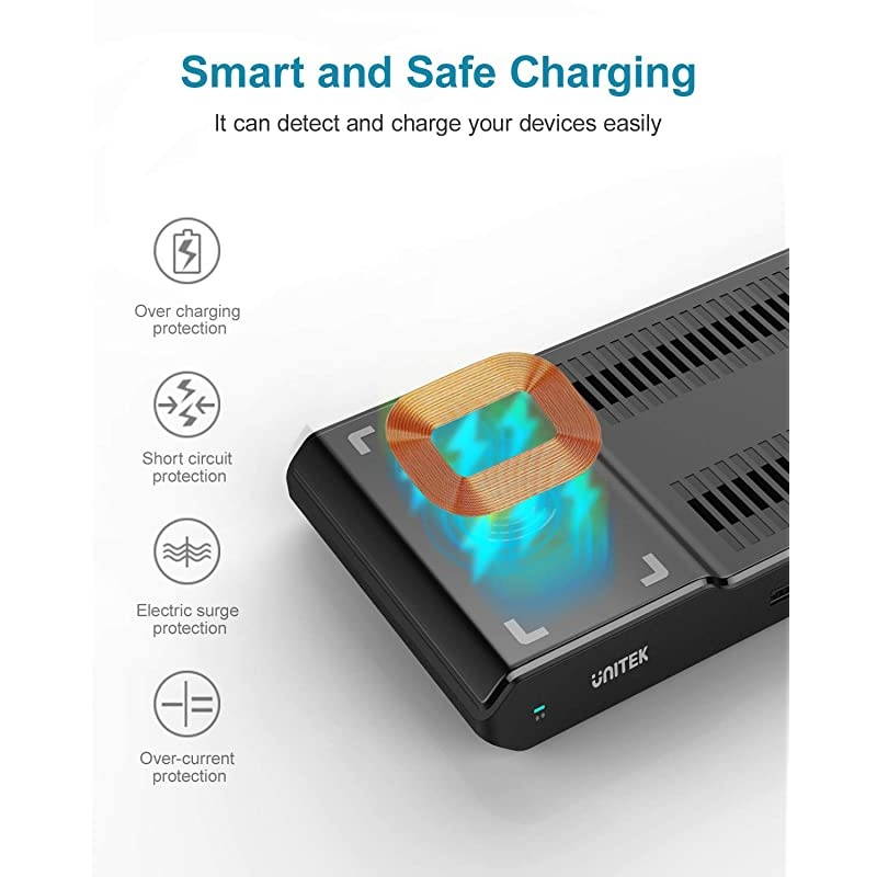 Wireless Charging Station for Multiple Devices15W Wireless Charger with 8Port Charging Dock Organizer Stand for iPhone iPad Samsung Android Phone Tablet