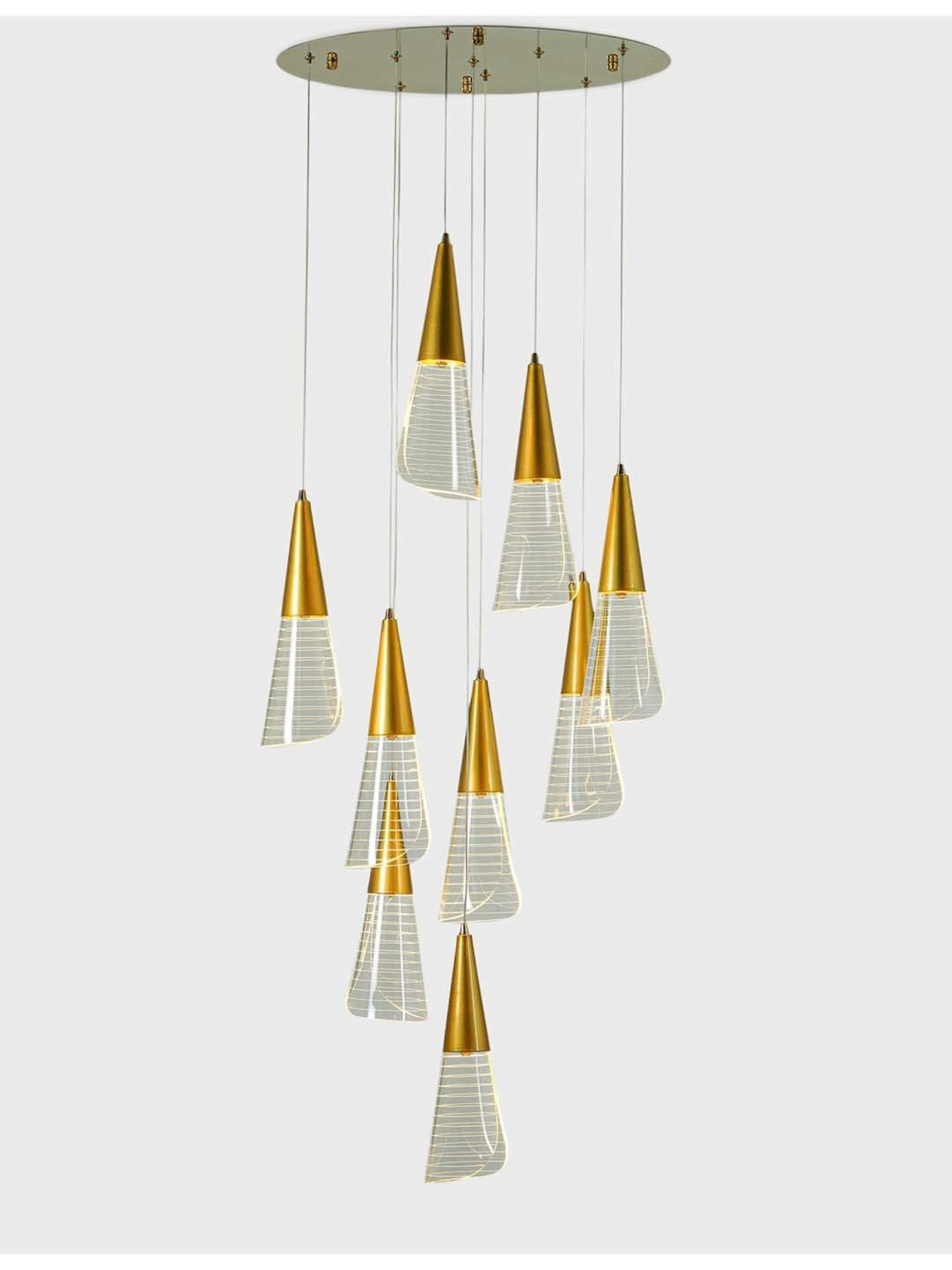 Kapoor E Illuminations 'Blenheim' White & Golden Acrylic 9-In-1 Led Chandelier
